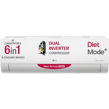 LG 2.0 T US-Q24SNXE 3 Star AI Dual Inverter Super Convertible 6-in-1, AI Plus Gold Fin+, Viraat Mode Diet Mode+ 4-Way Swing HD Filter with Anti-Virus Protection Split Air Conditioner (2025 Model, White)